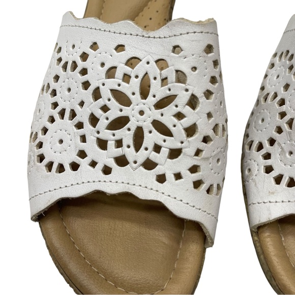 Womens Spring Step Slide Wedge Sandals Shoes Size 41 EU 9.5 - 10 US White Italy - Picture 7 of 10